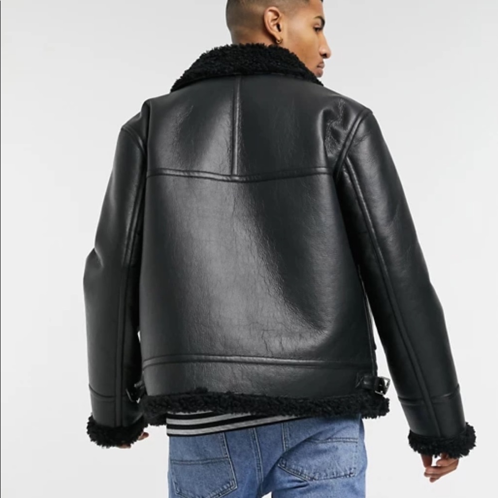 Faux shearling aviator jacket